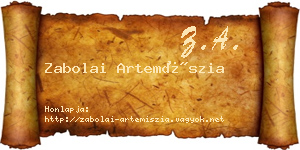 Zabolai Artemíszia névjegykártya